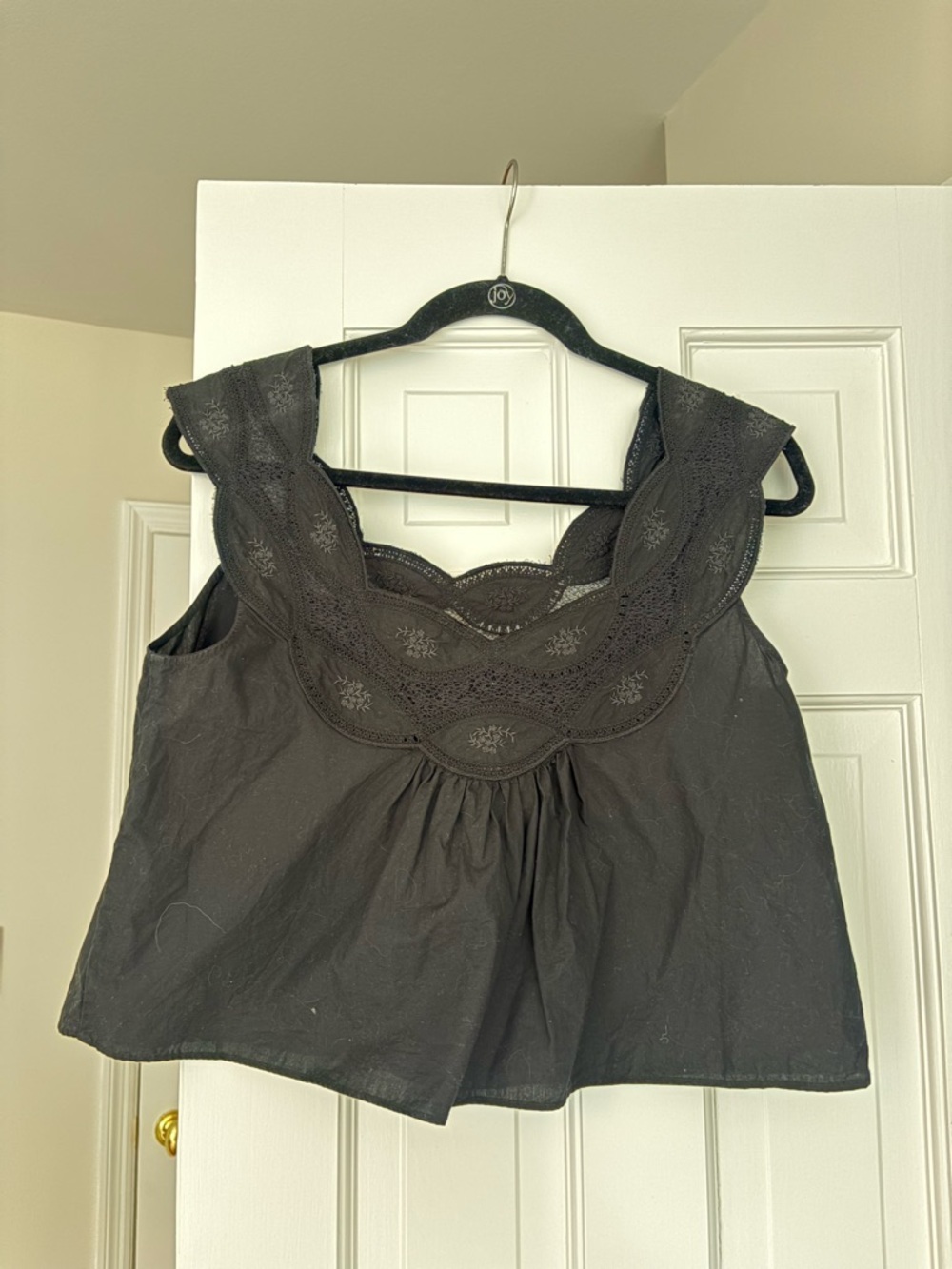 J. Crew Black Eyelet Trim Sleeveless Cotton Camisole - Picture 2 of 3